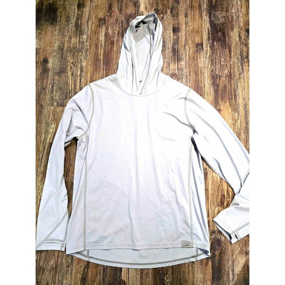 L.L.Bean Insect Shield Men's Gray Knit Stretch Pullover Hoodie M Regular